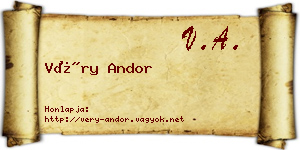 Véry Andor névjegykártya